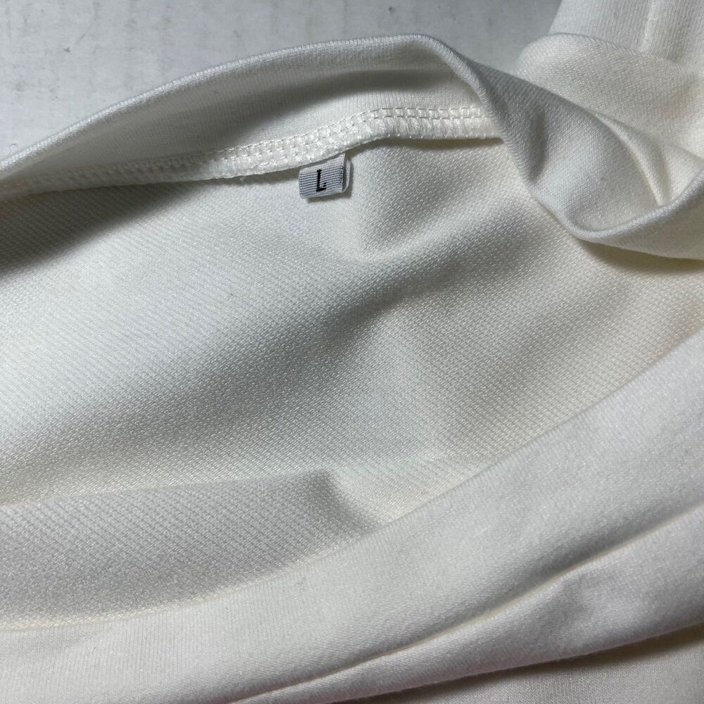 Dew Shoulder Stripe Long Sleeve Sweatshirt Women’s Large White NWOT Lightweight - Picture 11 of 11
